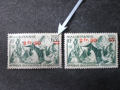 AOF MAURITANIA MAURITANIE موريتانيا Mauritanië 1944 Issues Of 1938 And 1939 Surcharged MOVED VARIETE - Oblitérés