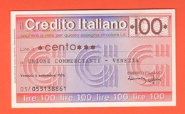 Miniassegno Banca Credito Italiano 100 Lire 1976 Commercianti Venezia - [10] Assegni E Miniassegni