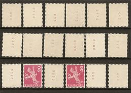 Schweiz, 1960, Bauten, Rollenmarken, 18 X Zu 358L Mit Nr., Siehe Scans! - Franqueo