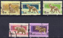 Russia 2008 5 V Used Definitives Animals Rabbit Fox Bear Moose - Hasen