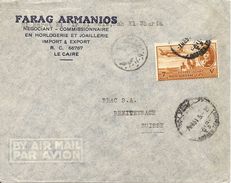 Egypt, 1951, Registered Airmail Cover To Switzerland, Single Franking, Mi 308, See Scans - Storia Postale