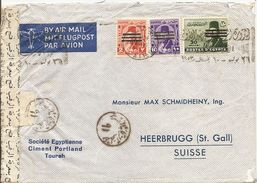 Egypt, 1953, Censored Airmail Cover To Switzerland, Mixed Franking, , See Scans - Covers & Documents