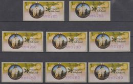 ISRAEL 2007 KLUSSENDORF ATM CHRISTMAS SEASON'S GREETINGS FROM THE HOLY LAND FULL SET OF 8 STAMPS - Automatenmarken (Frama)