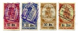 NORWAY, Stamp Duty, B&amp;H 25/26, 28/29, Used, F/VF, Cat. &pound; 7 - Fiscaux
