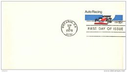 Unaddressed 15c Postal Stationery Envelope Auto Racing FDC Postmarked Ontario CA 2 Sep 1978 - 1961-80