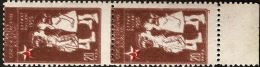 Turkey 1955 20 P Brown- Brown, Half Crescent Welfare Pair, Single Set-off Brown Print On Back Chilld Care TW55-01b2 - Wohlfahrtsmarken