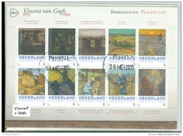 VINCENT VAN GOGH * BLOC DE 10 TEMBRES PAYS-BAS * DATE D'ÉMISSION 2015 UTILISE - Gebruikt