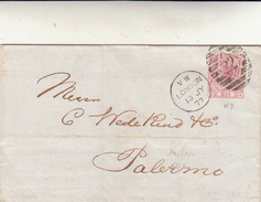 London To Palermo, Cover 1877 - Brieven En Documenten
