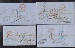 Netherlands 4 Covers 1861-62 To Germany Duchy Baden Railway Postmark - Collections