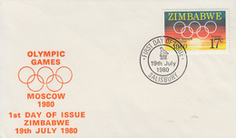 Enveloppe  FDC  1er  Jour   ZIMBABWE    Jeux  Olympiques   MOSCOU    1980 - Verano 1980: Moscu