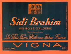 étiquette Vin D'algérie Sidi Brahim Rosé Vigna à Chalon Sur Saone - 12°5 - 73 Cl - Roséwijn