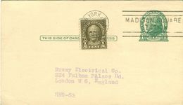 United States 1947  Postal Stationery Jefferson New York Madison Square Station Electric Lamp - 1941-60
