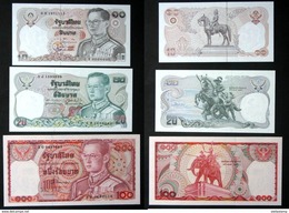 Thailand Banknote 10-20-100 Baht Series 12 Completed Set UNC - Tailandia