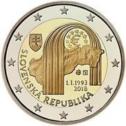SLOVAKIA  2 € 2.018  2018  "25º Anniversary Of The Republic Of Slovakia"  Bimetalic  SC/UNC  T-DL-12.168 - Slowakei