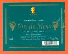 étiquette Vin Rosé De Tunisie Vin De Mess Cuvée Sélectionnée 2000 -11° - 75 Cl - Vino Rosado