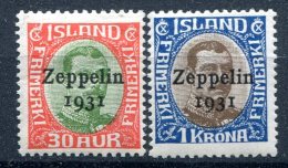 Islande                 PA    9/10  **  Surcharge Zeppelin 1931 - Luchtpost