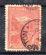 T1407 - TASMANIA 1 Pence Wmk  Crown On A (SIDEWAYS) Used. Dent 11 - Oblitérés