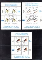 ARGENTINE - 1978 - MINI FEUILLETS  OBLITERES En Série Complète De 5 Valeurs, Oiseaux, Birds - Used Stamps