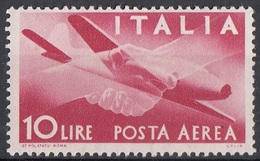 Posta Aerea Italia 1946 Uf. A130 "Democratica . Stretta Di Mano Ed Aereo" Nuovo MNH Italy - Airmail