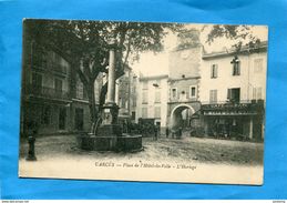 Carcès- Place Hotel De Ville -fontaine-café De La Paix-  Animée A Voyagé  1920 -édition Marin -présentée Recto Verso - Carces