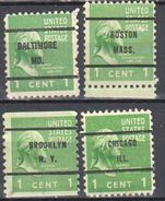United States 1938,39  George Washington - Sc #804,39 - Mi.411 - Precancel - 4v - Used - Precancels