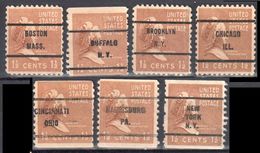 United States 1938,39  Martha Washington - Sc #805,840 - Mi.412 - 7v - Precancel  - Used - Voorafgestempeld