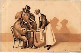 CPA éléphant Position Humaine Humanisé Non Circulé Dos Non Séparé - Elephants