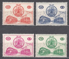 Belgium 1960 Chemin De Fer, Railway Trains Mi#321-324 COB#355-358 Mint Never Hinged - Unused Stamps
