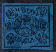 Kreisbogenstempel Braunschweig Auf 2 Silbergroschen Blau - Braunschweig Nr. 7a - Pracht - Brunswick