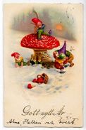 CPA Gnomes Lutin Nain Gnome Circulé Champignon Mushroom Champagne - Märchen, Sagen & Legenden