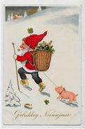 CPA Gnomes Lutin Nain Gnome Circulé Champagne Cochon - Fairy Tales, Popular Stories & Legends