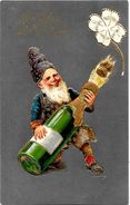 CPA Gnomes Lutin Nain Gnome écrite Gaufré Champagne - Fairy Tales, Popular Stories & Legends