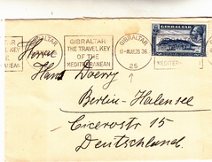 Gibraltar To Germany, Cover 1936 - Cartas & Documentos