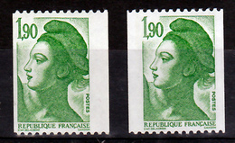 France 2426 A Liberté Variété Impression Décalée N° Rouge 2 Bandes De Phosph Et Normal  Neuf ** TB MNH - Unused Stamps