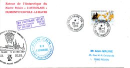 FRANCE. Enveloppe Commémorative De 1989. L'Astrolabe En Terre Adélie. Oblitération Du Havre. - Polar Ships & Icebreakers