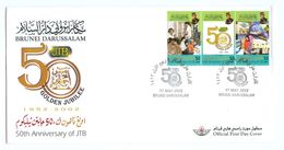 Brunei Darussalam 2002 FDC The 50th Anniversary Of Department Of Telecommunications / Brochure, Technical Details Inside - Brunei (1984-...)