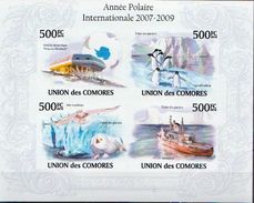 Comores MNH Polar Year Imperforated Sheetlet And SS - Antarctische Fauna