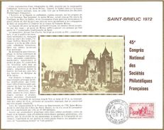 Feuillet Philatélique 1er Jour Saint Brieux 20 Mai 1972 45 ème Congrès National Des Sociétés Philatéliques - 1970-1979