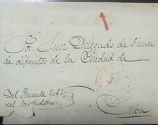 O) 1850 CUBA-CARIBE, BAEZA, 1 RED- MAILER SEÑOR JUEZ DELEGADO DE DIFUNTOS TO TENIENTE DEL SALTADERO, XF - Préphilatélie