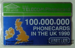 UK - Great Britain - BT - L&G - BTP008 - Landis & Gyr 100,000,000 1990 -  20 Units - Promotional - 4000ex - Mint Blister - Otros & Sin Clasificación