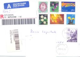 2001. Norway,  The Letter Sent By  Registered Air-mail Post To Moldova - Briefe U. Dokumente