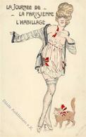 Jugendstil Erotik Frau Hund  Künstlerkarte I-II Art Nouveau Erotisme Chien - Ohne Zuordnung