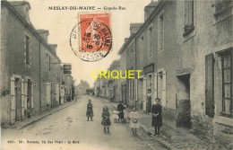 53 Meslay Du Maine, Grande Rue, N° 1, Vieux Commerces, Enfants Au 1er Plan..., Affranchie 1910 - Meslay Du Maine