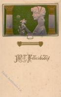Jugendstil Frau Glückwunsch  Prägedruck I-II (fleckig) Art Nouveau - Zonder Classificatie