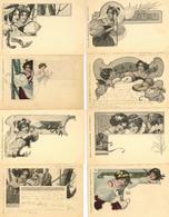 Jugendstil Frauen 8'er Set Verlag TSN Künstler-Karte I-II (teils Klebereste RS) Art Nouveau Femmes - Ohne Zuordnung