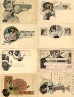 Jugendstil Frauen 8'er Set Verlag TSN Künstler-Karte I-II (teils Klebereste RS) Art Nouveau Femmes - Unclassified