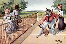 Thiele, Arthur Katzen Personifiziert Tennis TSN-Verlag 1214 Künstlerkarte 1917 I-II Chat - Thiele, Arthur