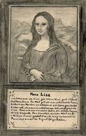 Handgemalt Mona Lisa Künstlerkarte 1912 I-II Peint à La Main - Ohne Zuordnung