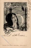 Frau Mondschein Eule TSN-Verlag 62 Künstlerkarte 1901 I-II (Marke Entfernt) - Ohne Zuordnung