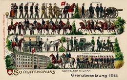 POLONAISE-AK - Prägekarte SCHWEIZ GRENZBESETZUNG 1914 I - Non Classificati